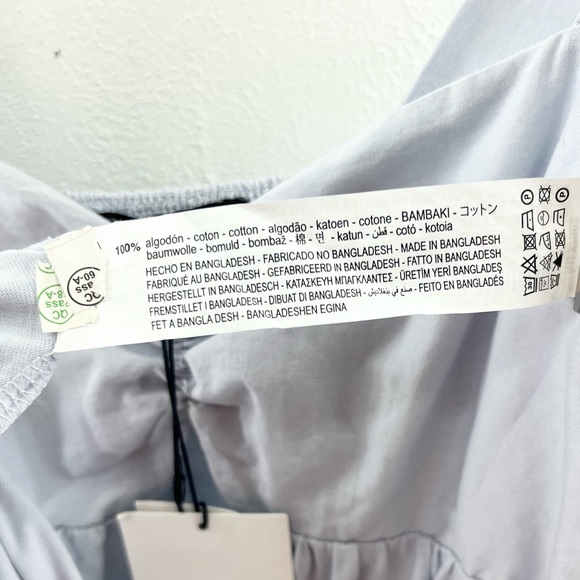 NWT Light Blue Zara Keyhole Gathered Flattering Front Women’s Large - Picture 9 of 9